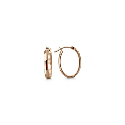 10KT Rose Gold Hammered Hoop Earrings