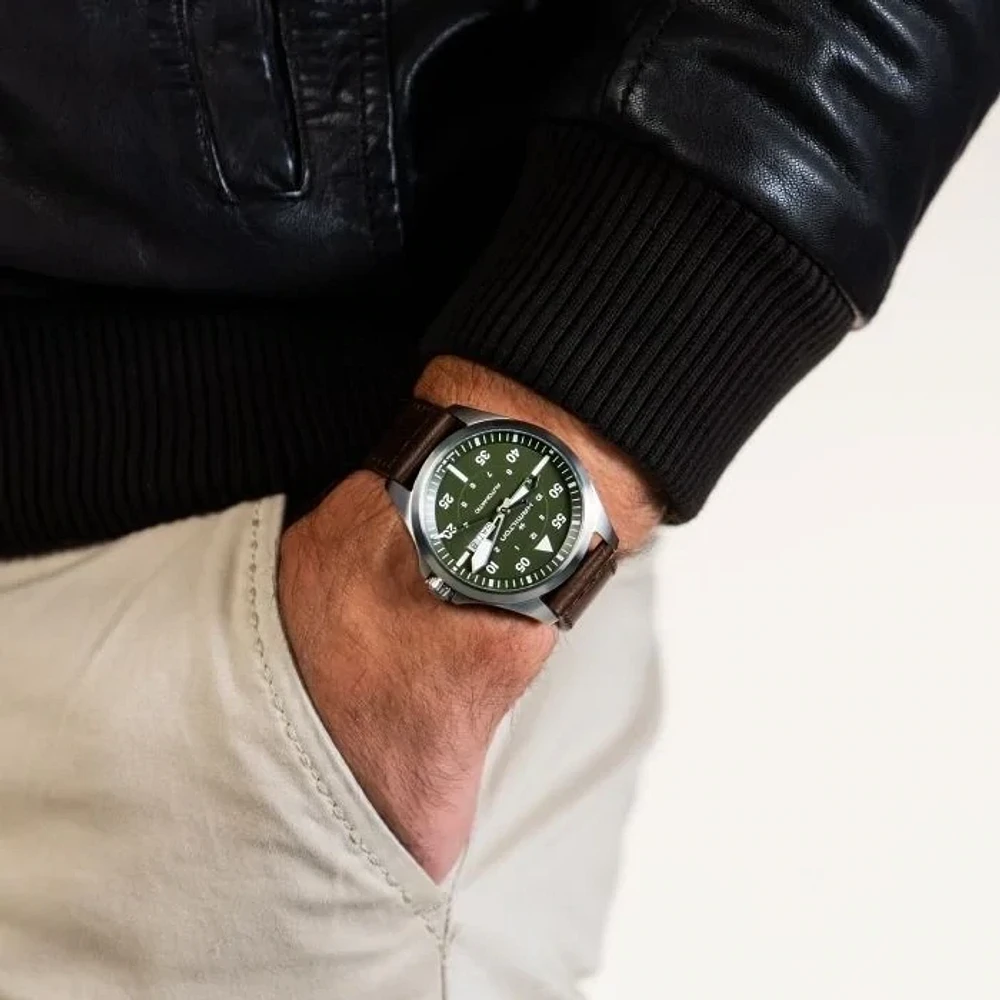 Hamilton Khaki Aviation Pilot Day Date Green Dial Automatic 42MM H64635560