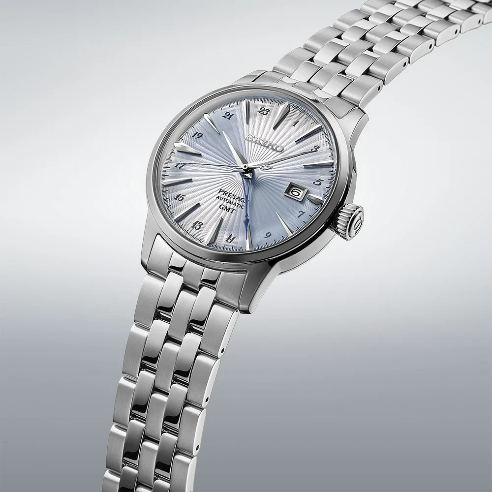 Seiko Presage Automatic Cocktail Time GMT 40MM 'Skydiving' Blue Dial SSK037J1