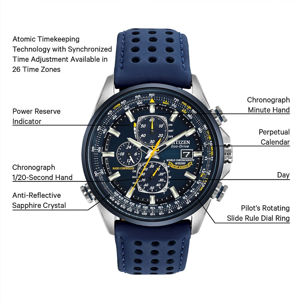 Citizen World Chronograph A-T Blue Angels Blue Dial 43MM Eco-Drive AT8020-03L