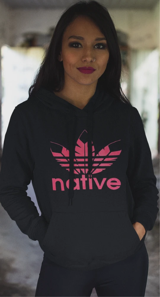 Native Style hoodie black w pink logo
