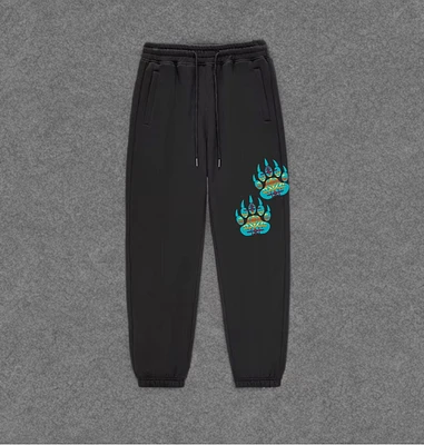 Turquoise Bear Paws sweatpants - black