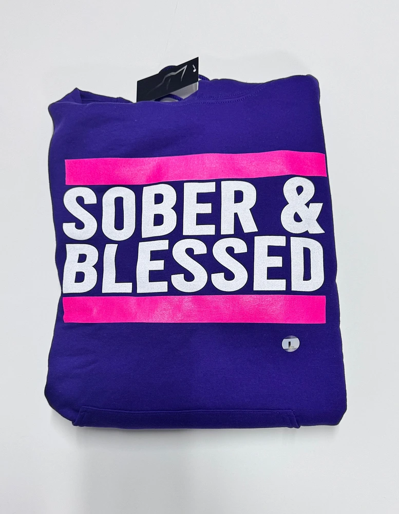 Sober & Blessed - Hoodie purple w pink