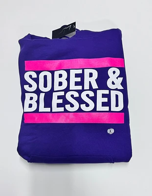 Sober & Blessed - Hoodie purple w pink