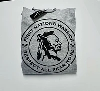 First Nations Warrior hoodie- Respect All Fear None- grey