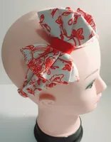 Vintage Red Floral Big Bow Headband & Matching Mask