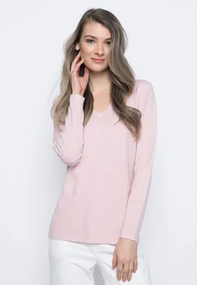 Dusty Pink Long Sleeve V-Neck Top