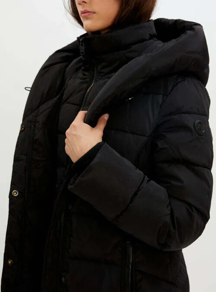 Black Maxi Length Quilted Puffer Coat