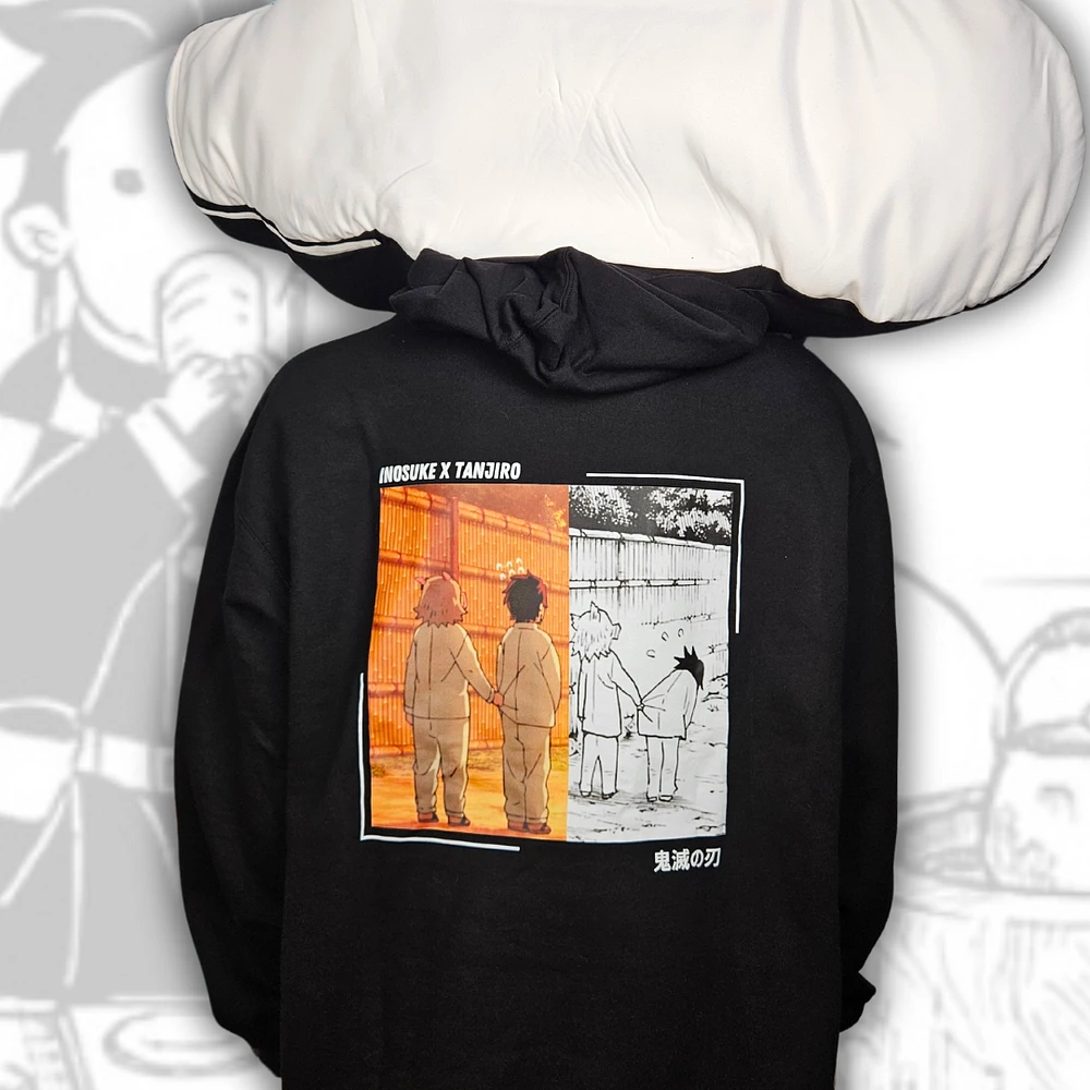 Demon Slayer Tanjiro Et Inosuke Hoodie Deux Faces