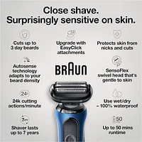 Braun Solo Series 6: 6020S Wet and Dry Electric Shaver with Precision Trimmer,  Blue