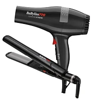 BaBylissPRO Ceramix Xtreme Styling Duo with 1"  Ceramic Flat iron and Ceramic Hairdryer, CEBKPP1C, Black