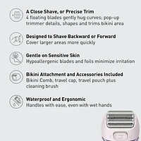 Panasonic Close Curves Wet-Dry Ladies Shaver with Bikini Attachment, Purple, ES-WL80-V
