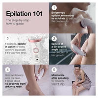 Braun Epilator Silk-épil 5 SES 5-620 Wet & Dry Use Epilator for Women, 6 Piece Set, White/Pink