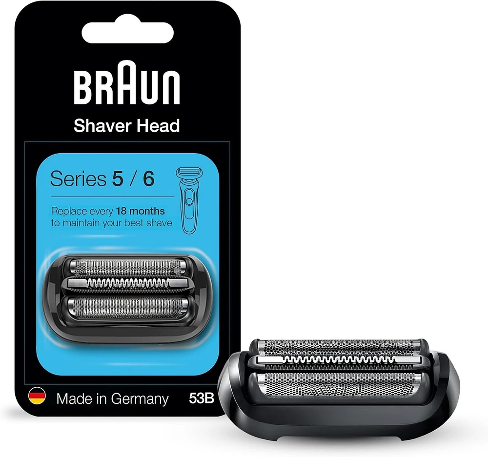 Braun Series 5 53B foil and cutter replacement head black. Series 5 and Series 6