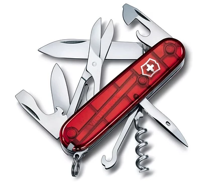 Victorinox Climber 91mm 14 Function Swiss Army  Pocket Knife - Ruby Transparent - 1.3703.T