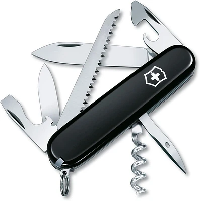 Victorinox Camper 13 Function Swiss Army Pocket Knife - Black, 1.3613.3R-X1
