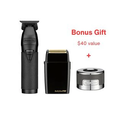 BaBylissPRO LimitedFX Matte Black Trimmer and Double-Foil Shaver + FREE Charging base