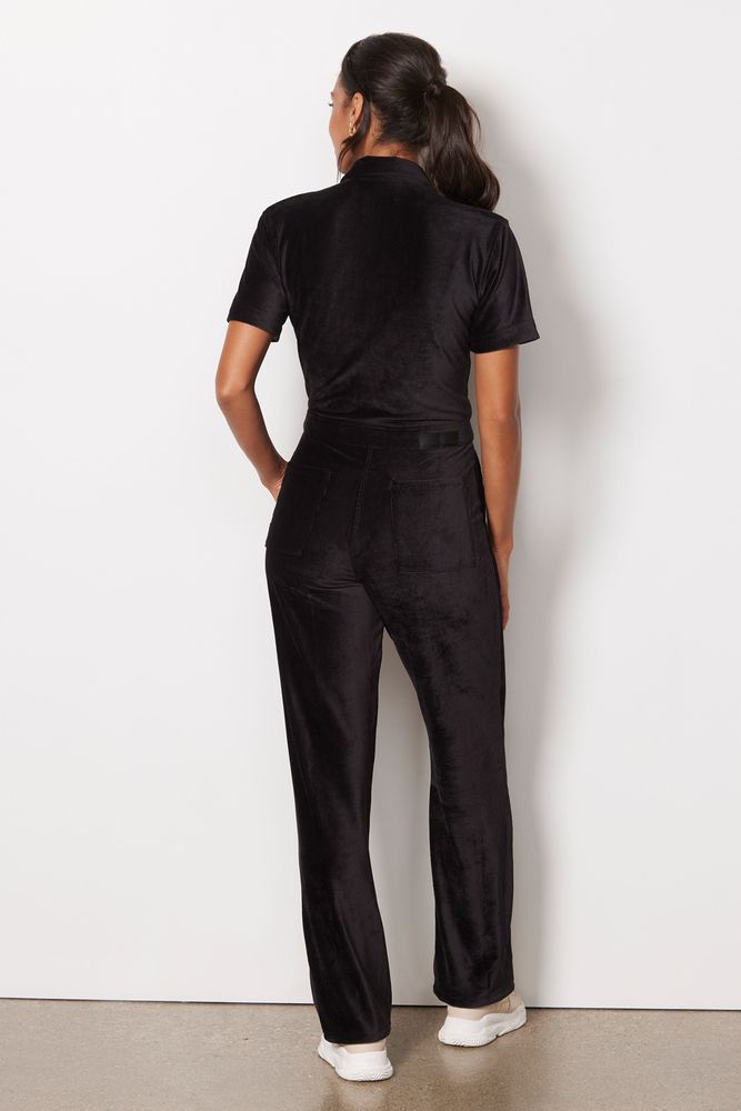 Worker Short Sleeve Knit Cord Jumpsuit