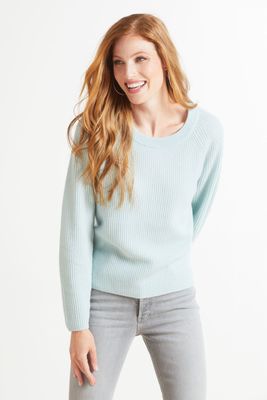 Recycled Cashmere Fisherman Rib Crew Pullover
