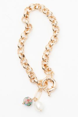 Elli Stone + Pearl Charm Bracelet