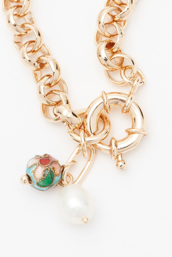 Elli Stone + Pearl Charm Bracelet