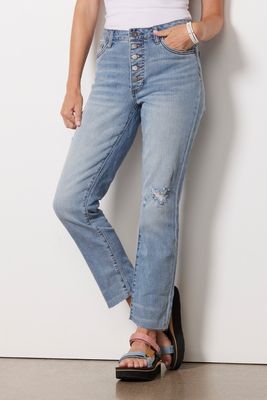 Reese Ankle Straight Jean with Exposed Buttons