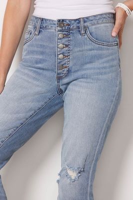 Reese Ankle Straight Jean with Exposed Buttons
