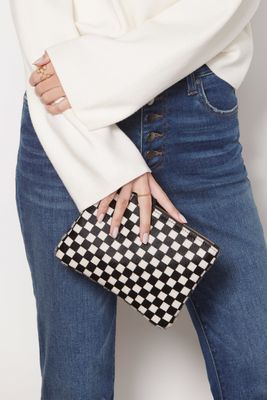 Checkered Leather Pouch