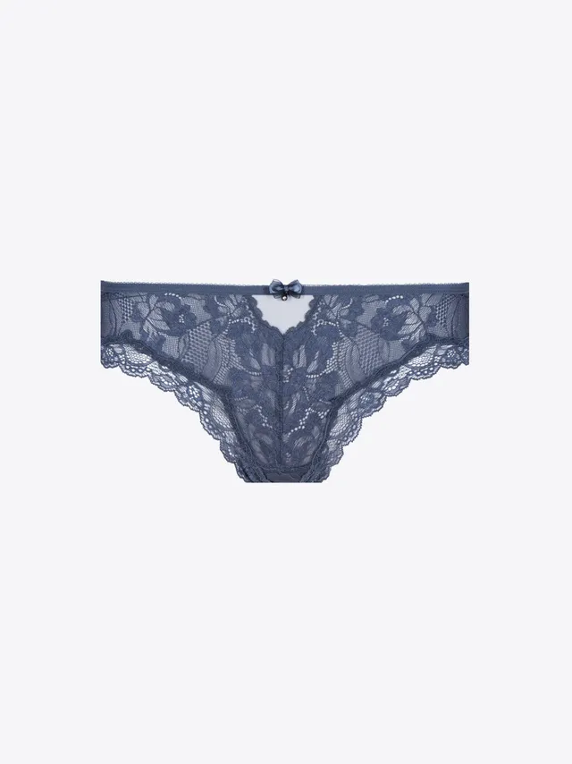 NWT CASSANDRA LACE & MESH THONG PANTIES B5032 CHELSEA BCD BLUE DOT L