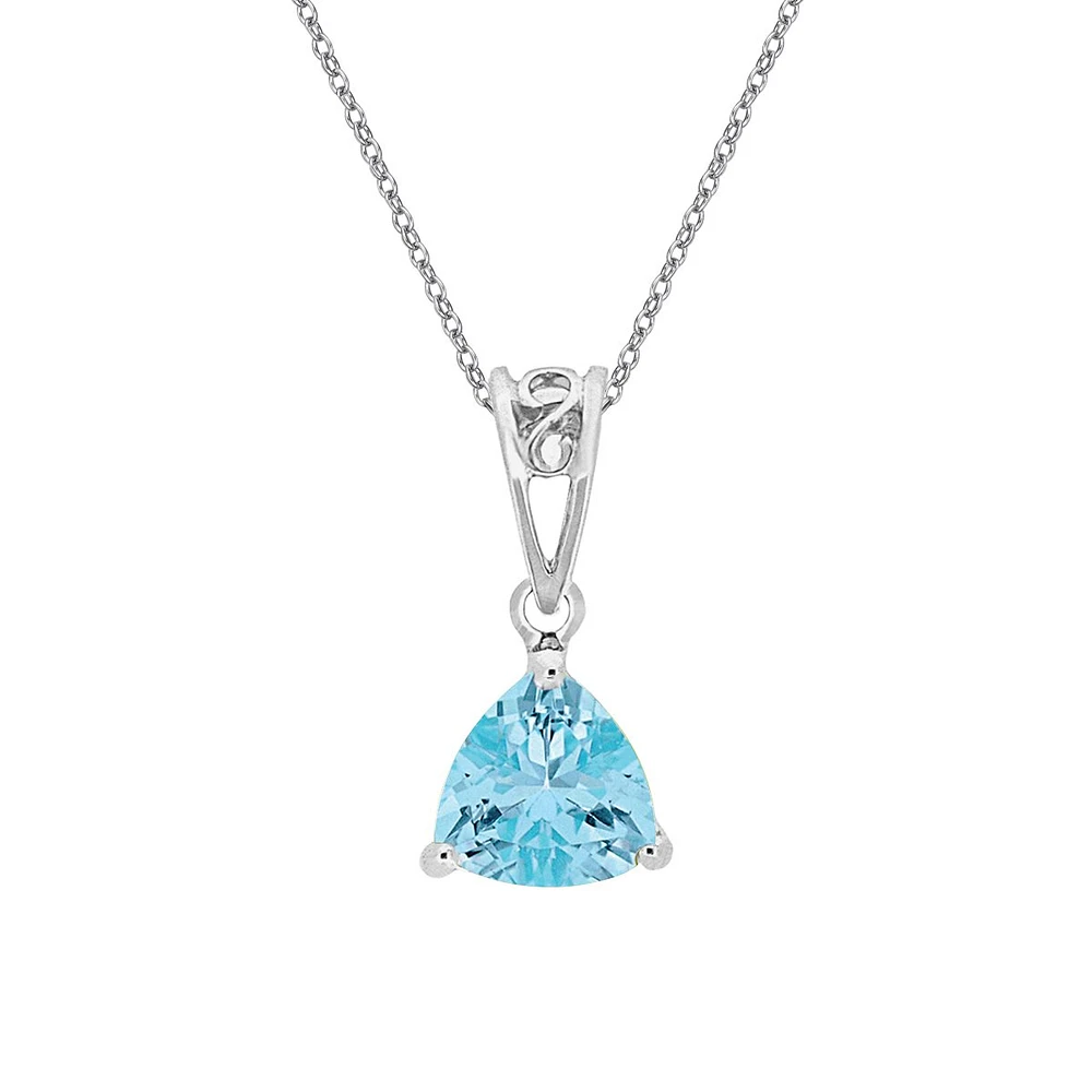10K White Gold Prong-set Blue Topaz pendant