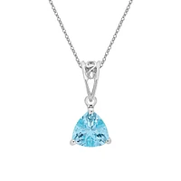 10K White Gold Prong-set Blue Topaz pendant