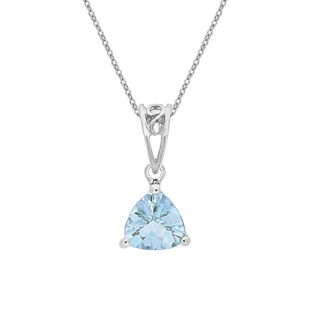 10K White Gold Blue Topaz Necklace - 18 Inches