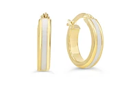 10K Yellow Gold Enamel Hoop Earrings