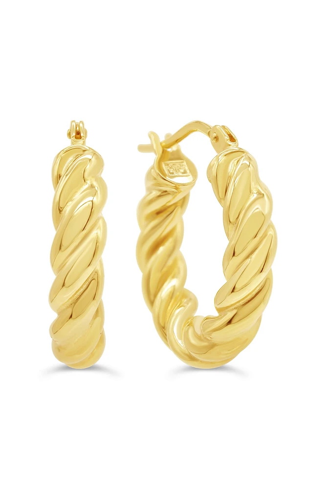 10K Yellow Gold Twisted Hoop Earrings