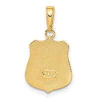 10K Yellow Gold Police Badge Pendant, Engravable - 21mm x 12mm