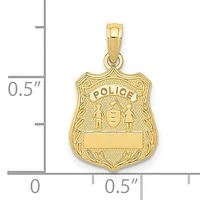 10K Yellow Gold Police Badge Pendant, Engravable - 21mm x 12mm