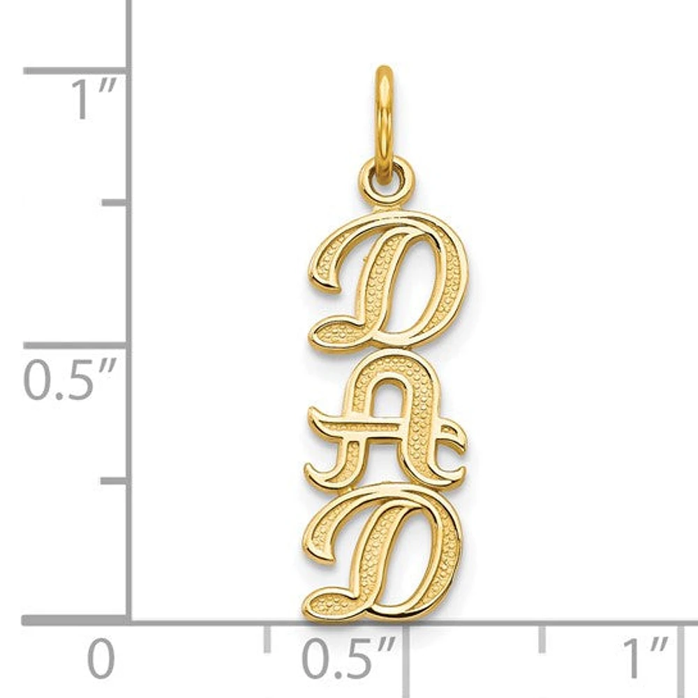 10K Yellow Gold "DAD" Charm - 25mm x 7mm