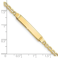 10K Yellow Gold Semi-solid Anchor Link ID Bracelet - 7 Inches
