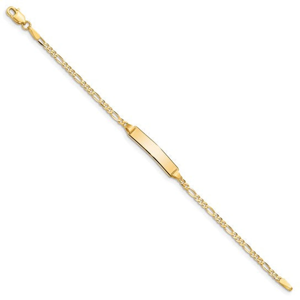 10K Yellow Gold Figaro Link ID Bracelet - 7 Inches