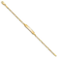 10K Yellow Gold Figaro Link ID Bracelet - 7 Inches