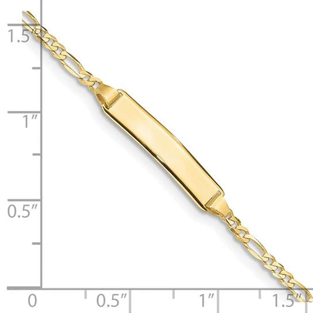 10K Yellow Gold Figaro Link ID Bracelet - 7 Inches