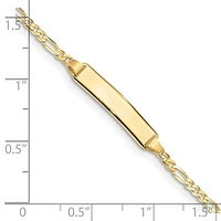 10K Yellow Gold Figaro Link ID Bracelet - 7 Inches
