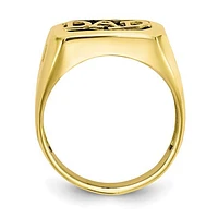 10K Yellow Gold Black Onyx and 0.02cttw Diamond Men's Signet "DAD" Ring