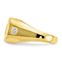 10K Yellow Gold Black Onyx and 0.02cttw Diamond Men's Signet "DAD" Ring