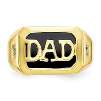 10K Yellow Gold Black Onyx and 0.02cttw Diamond Men's Signet "DAD" Ring