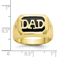 10K Yellow Gold Black Onyx and 0.02cttw Diamond Men's Signet "DAD" Ring