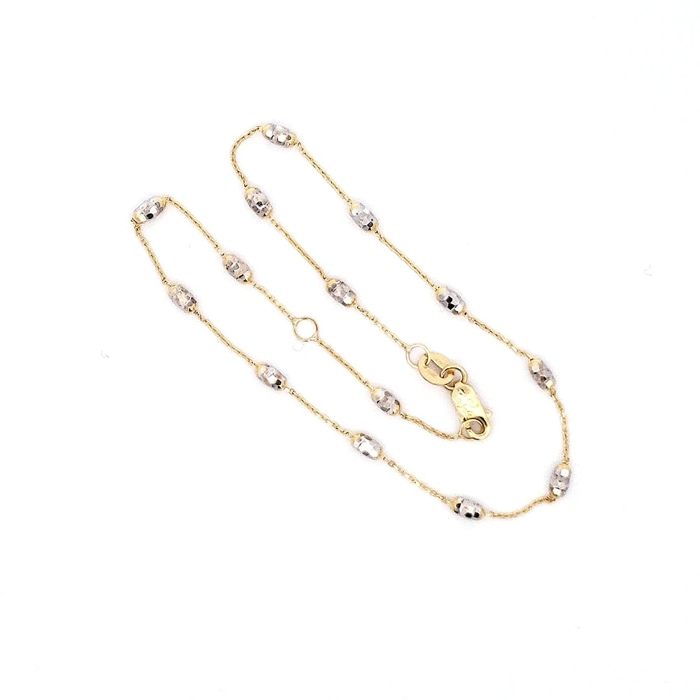 10K 2 Tone Gold Anklet - Adjustable 10"