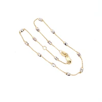 10K 2 Tone Gold Anklet - Adjustable 10"