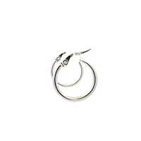 10K White Gold 2mm Tube Hoop Earrings - Medium