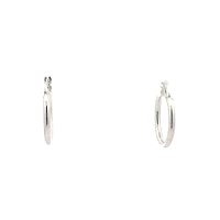 10K White Gold 2mm Tube Hoop Earrings - Medium